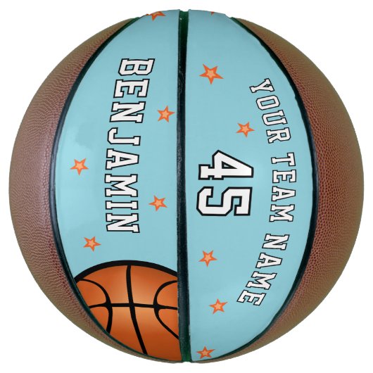 Aangepaste blauwe teamnaam Aantal sterren Basketbal (Verticaal)