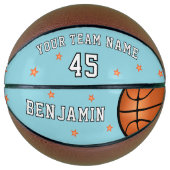 Aangepaste Blauwe Teamnaam Nummer Sterren Basketbal (Voorkant)