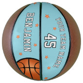 Aangepaste Blauwe Teamnaam Nummer Sterren Basketbal (Verticaal)
