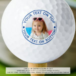 Aangepaste blauwe tekst foto golfballen<br><div class="desc">Creëer eenvoudig een unieke, gepersonaliseerde golfbal met uw foto en aangepaste tekst voor de golfliefhebber die u kent in uw keuze van kleuren (weergegeven in blauw). ASSISTENTIE: Voor hulp bij het aanpassen of personaliseren van het ontwerp, het veranderen van kleur, het overbrengen van het ontwerp naar een ander product of...</div>