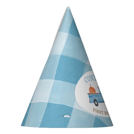 Aangepaste blauwe truck- en PUMPKIN-Herfst 1e verj Feesthoedjes (Links)