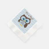 Aangepaste Blauwe Uil & Blauwe Chevron Zigzag serv Servetten (Hoek)