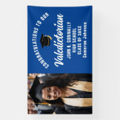 Aangepaste blauwe valedictorian foto afstudeerfees spandoek (Verticaal)