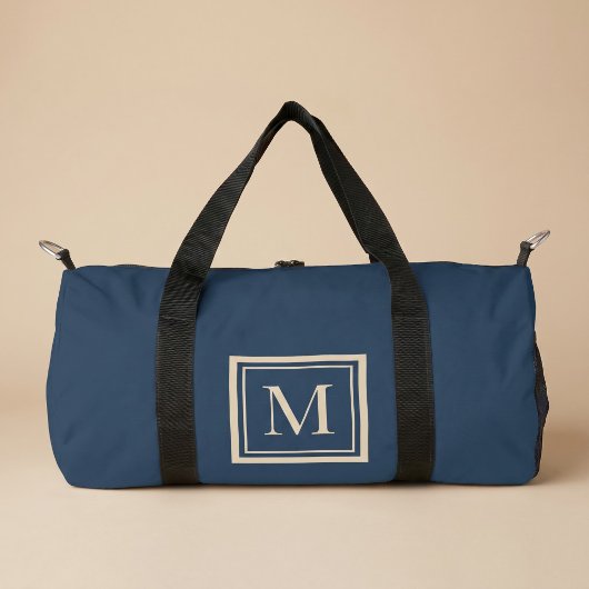 Aangepaste blauwe & vanille omlijste monogram plunjezak