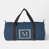 Aangepaste blauwe & vanille omlijste monogram plunjezak (Voorkant)