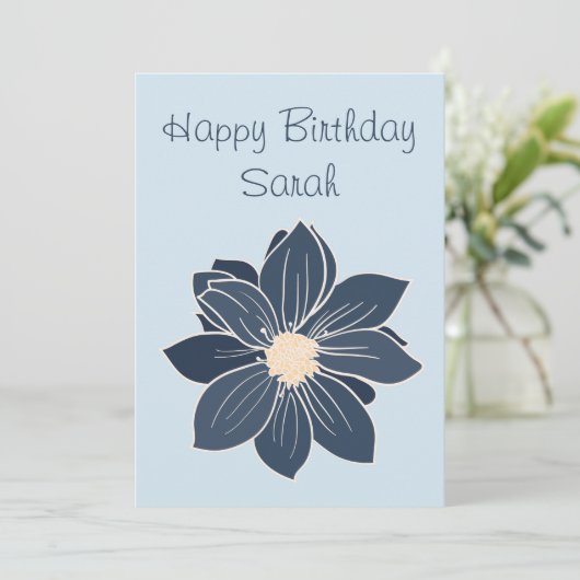 Aangepaste blauwe ventilator Happy Birthday Kaart (Staand voorkant)