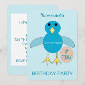 Aangepaste blauwe verjaardagsfeest uitnodiging voo (Voorkant / Achterkant)