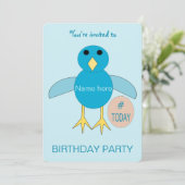 Aangepaste blauwe verjaardagsfeest uitnodiging voo (Staand voorkant)