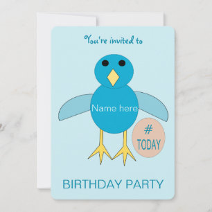 Aangepaste blauwe verjaardagsfeest uitnodiging voo