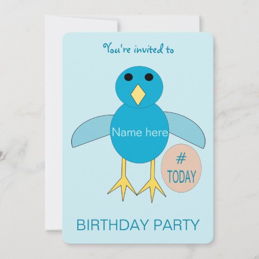 Aangepaste blauwe verjaardagsfeest uitnodiging voo (Voorkant)