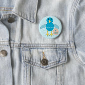 Aangepaste Blauwe Verjaardagsjongen Kuiken Knop Ronde Button 5,7 Cm (In situ)