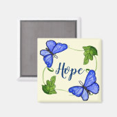 Aangepaste blauwe vlinder met wijnstokken magneet (Voorkant / Achterkant)