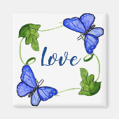 Aangepaste blauwe vlinder met wijnstokken magneet (Voorkant)