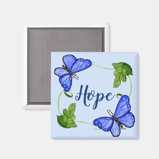 Aangepaste blauwe vlinder met wijnstokken magneet (Voorkant / Achterkant)