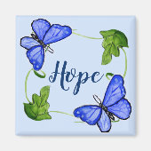 Aangepaste blauwe vlinder met wijnstokken magneet (Voorkant)