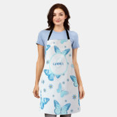 Aangepaste blauwe vlindervlinder schort (Gedragen)