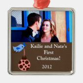 Aangepaste blauwe vogel / Ornamenten met kerstmis (Voorkant)