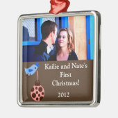 Aangepaste blauwe vogel / Ornamenten met kerstmis (Links)