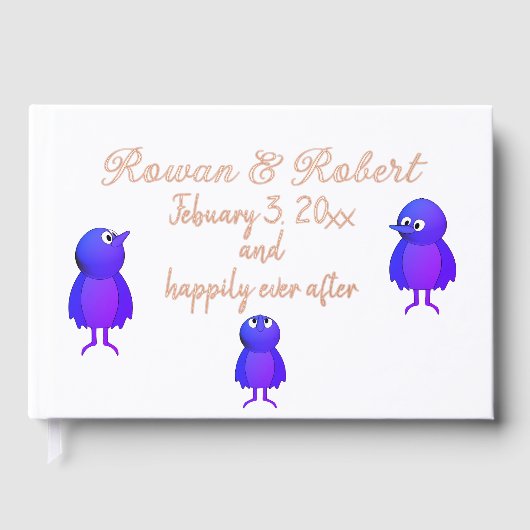 Aangepaste blauwe vogels gastenboek (Voorkant)