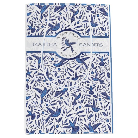 Aangepaste blauwe vogels van Delft Medium Cadeauzakje (Voorkant)
