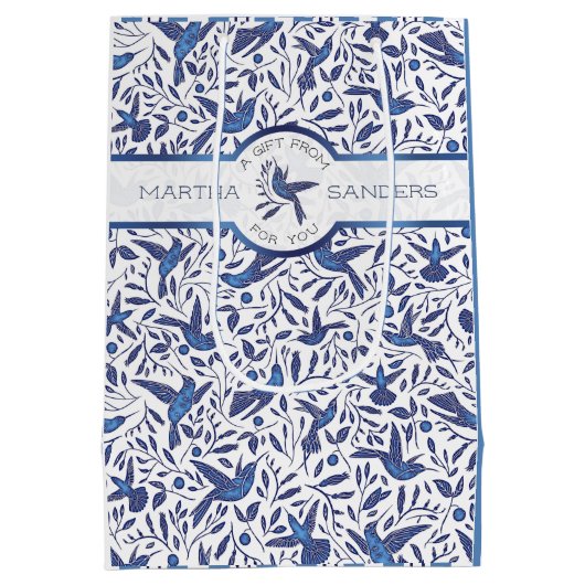 Aangepaste blauwe vogels van Delft Medium Cadeauzakje (Achterkant)
