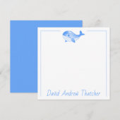 Aangepaste Blauwe Walvis Cute Notitiekaartje (Voorkant / Achterkant)