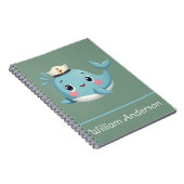 Aangepaste blauwe walvisschool voor kinderen leuk notitieboek (Rechterzijde)