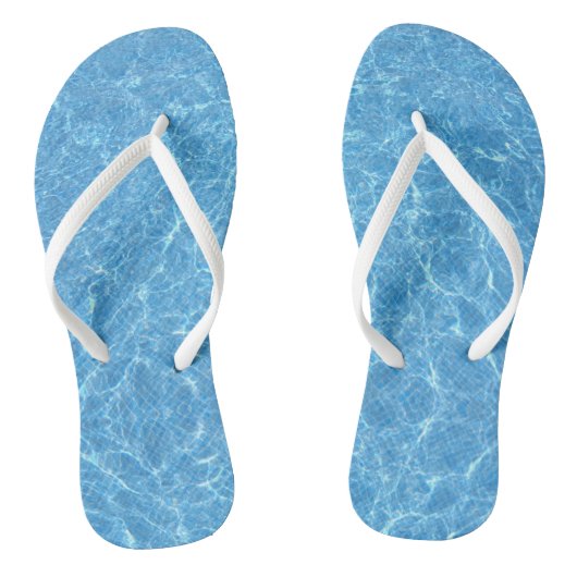 Aangepaste Blauwe Water Aqua Witte Slanke Bandjes  Teenslippers (Voetbed)