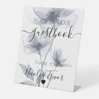 Aangepaste blauwe waterverf doorzichtige bloemen reclamebord met voetstuk