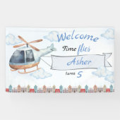 Aangepaste Blauwe Waterverf Helikopter Jongens Ver Spandoek (Horizontaal)