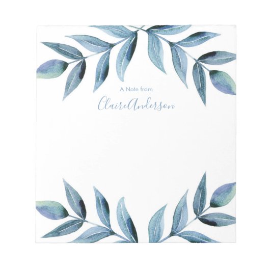 Aangepaste blauwe waterverf Notitieblok (Voorkant)