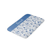 Aangepaste Blauwe Waterverf Wilde Bloem Naam Badmat (Gekanteld)