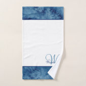 Aangepaste Blauwe Waterverf Wit Elegant Monogramme Bad Handdoek (Handdoek)
