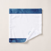 Aangepaste Blauwe Waterverf Wit Elegant Monogramme Bad Handdoek (Wasdoekje)