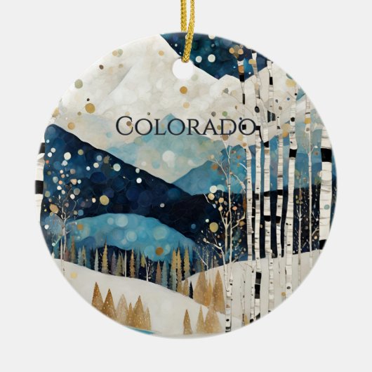 Aangepaste Blauwe Witte Bergen Keramisch Ornament (Voorkant)