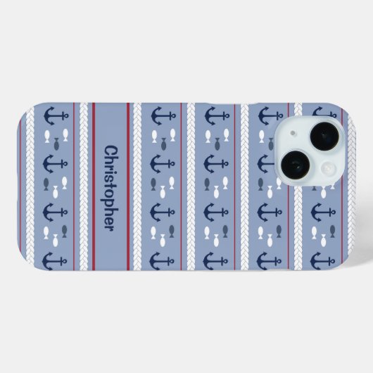 Aangepaste blauwe witte kleuren Case-Mate iPhone case (Achterkant (horizontaal))