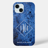 Aangepaste Blauwe Witte Monogram Case-Mate iPhone Case (Achterkant)