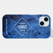 Aangepaste Blauwe Witte Monogram Case-Mate iPhone Case (Achterkant (horizontaal))