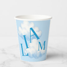 Aangepaste Blauwe Wolken Baby Shower Papieren Beke