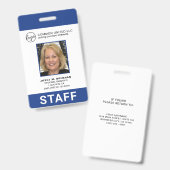 Aangepaste blauwe zakelijke Logo foto-ID Badge (Voor- en achterkant)