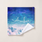 Aangepaste blauwe Zee voor de Oceaan Bad Handdoek (Wasdoekje)