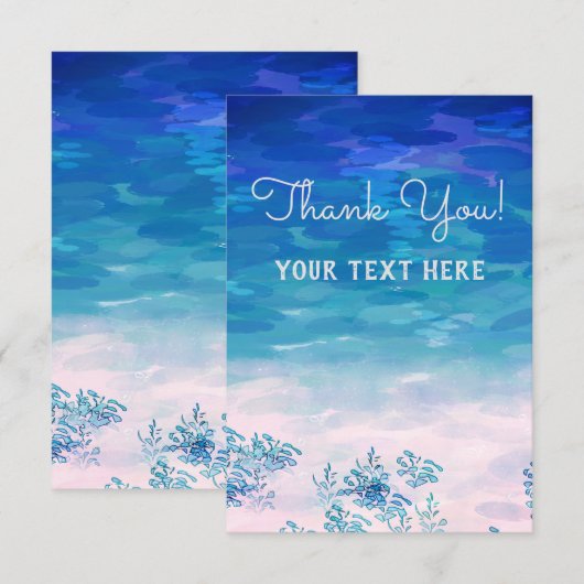 Aangepaste blauwe Zee voor de Oceaan Bedankkaart (Voorkant / Achterkant)