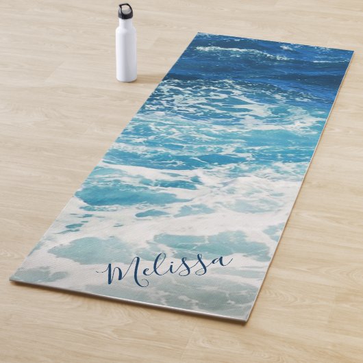 Aangepaste blauwe Zeeen en golven voor oceanen Yogamat (In situ)