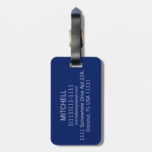 Aangepaste blauwe zeilboot bagagelabel (Achterkant verticaal)