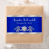 Aangepaste Blauwe & Zilveren Mini Wijnflesetiket Etiket (Insitu)