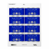 Aangepaste Blauwe & Zilveren Mini Wijnflesetiket Etiket (Full Sheet)