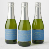 Aangepaste blauwe, zwarte en gouden bruiloft sparkling wijnetiket (Flessen)
