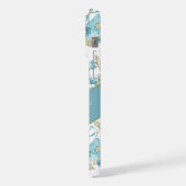 Aangepaste Blauwgroen Aqua Blue Sage Green Flowers iPhone Hoesje (Linkerkant)