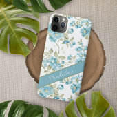 Aangepaste Blauwgroen Aqua Blue Sage Groene Bloeme Case-Mate iPhone Case