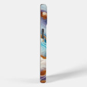 Aangepaste Blauwgroen Aqua Golden Agate Monogram Case-Mate iPhone Case (Achterkant / Rechts)